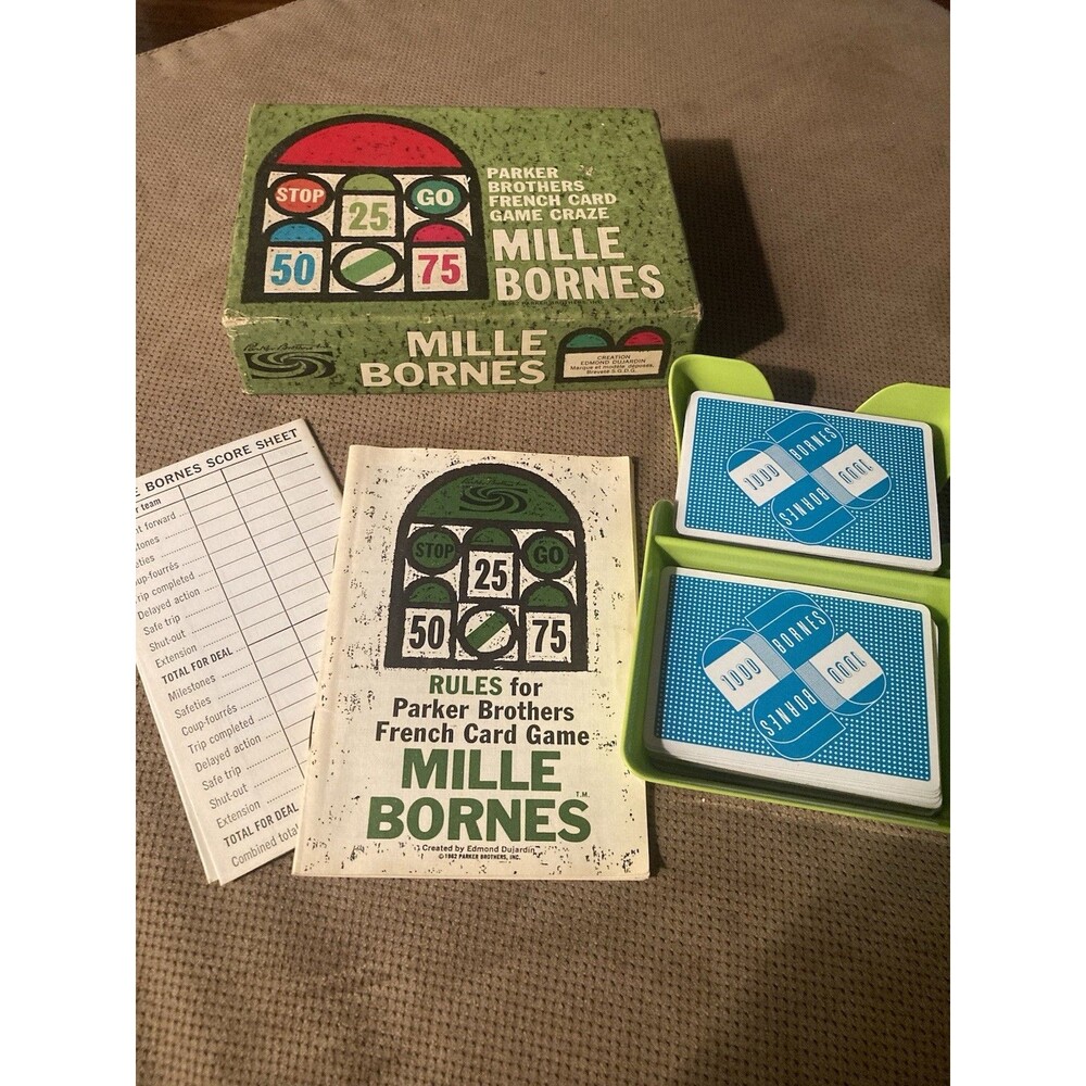Vintage 1962 Mille Bornes French Card Game by Parker Brothers - 100% Complete